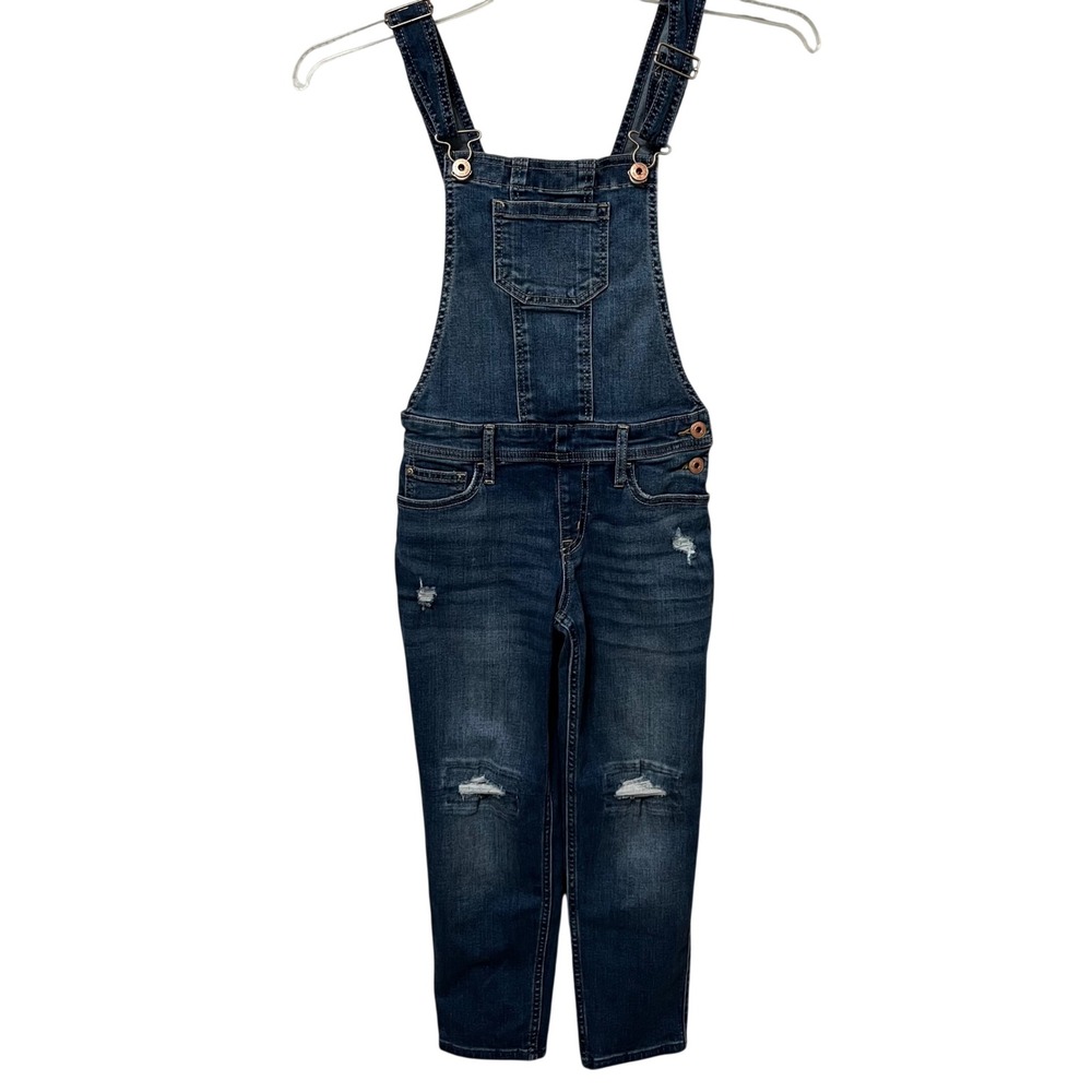 Abercrombie Kids Denim Overalls Distressed Ripped Blue Jeans Size 9 10